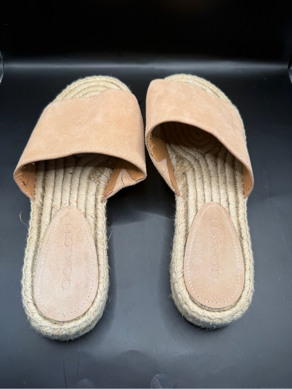 Coach Claudia Suede Espadrille Slide Sandals Beige Women’s Size 10B - Picture 4 of 9